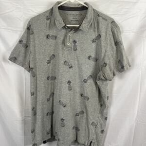 Aeropostale Men's Sz XL Pineapple Polo Print Short Sleeve Gray Collared Shirt